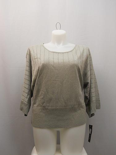 Womens Sweater Size XL Elementz Silver Kimono Sleeves Scoop Neck Thin Acrylic