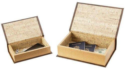 2 Pz. Libro Nascosta Cassaforte di Sicurezza Marrone Finto W/Magnetico Chiusura