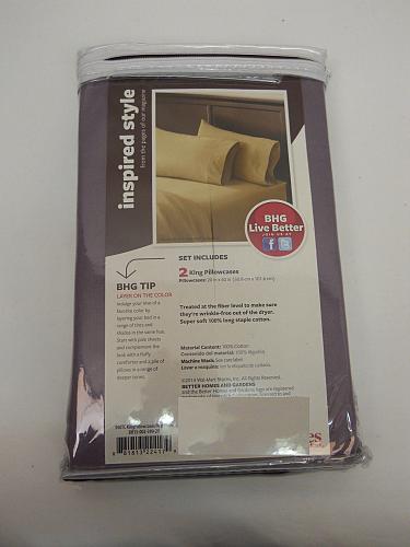 KING SIZE Pillowcase Set 300 Thread Count Solid Plum Wrinkle Free BETTER HOMES