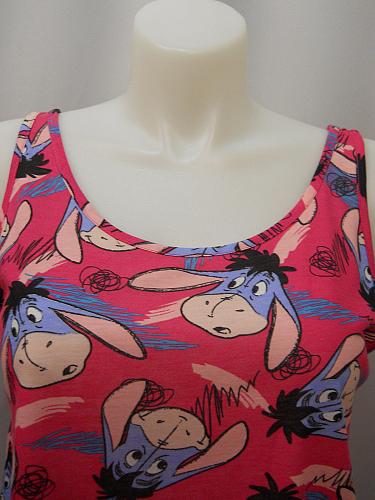 DISNEY EEYORE Women 2 Piece Short Pajama Set SIZE XL Pink Sleeveless Scoop Neck