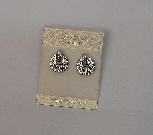 Stud Earrings Women Rhinestones Silver Tones Push Back Fasteners FASHION CRYSTAL