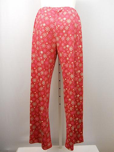 Women Knit Pajama Bottoms SIZE XL Red Print Elastic Waist Straight Legs Unbrande