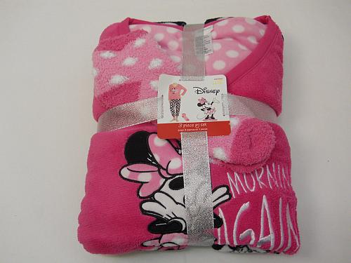 Pajama Sock Set Women 3PC Plush DISNEY MINNIE MOUSE SIZE L Long Sleeves V-Neck