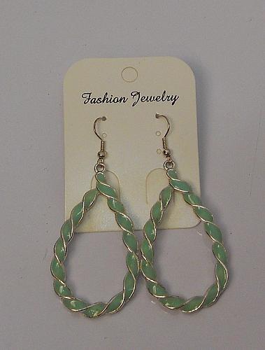 Women Earrings Mint Twisted Teardrop Drop Dangle Silver Tones Hook Fasteners