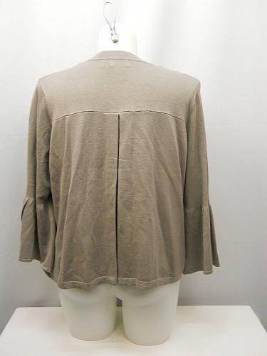 Womens Wrap Cardigan SIZE 2XL Solid Grey Mauve Bell Flounce Sleeves Ribbed Hem