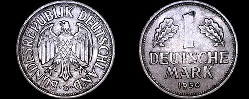 1950-G German 1 Mark World Coin - Germany