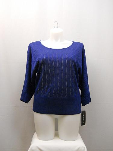 Women Sweater Size XL Elementz Blue Kimono Sleeves Scoop Neck Thin Acrylic