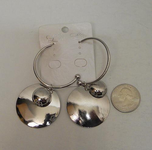 Women Earrings Silver Tones Half Hoop Circles Fashion Drop Dangle Push Backs LIN