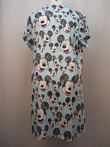 Women Sleepshirt DISNEY Mickey Mouse PLUS SIZE 2X Blue Print V-Neck Short Sleeve