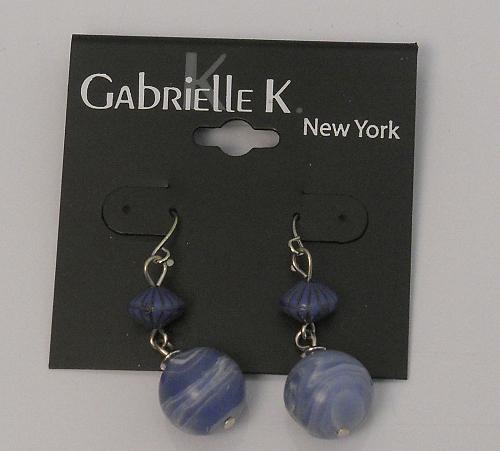 Women Fashion Earrings Drop Dangle Blue Round Beads Hooks GABRIELLE K NEW YORK