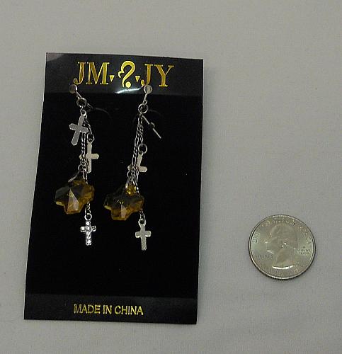 Unisex Gothic Earrings Chains Crosses Drop Dangle Silver Screw Back non-pierced