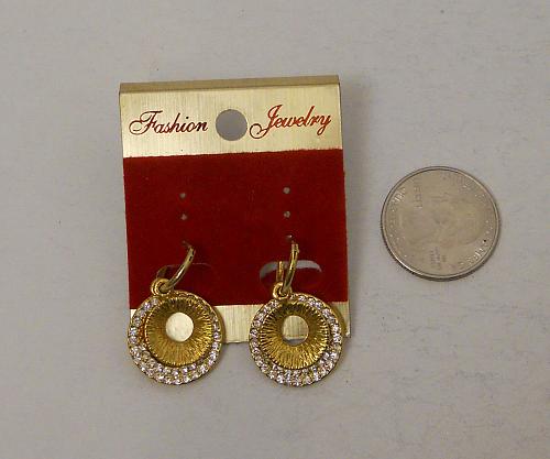 Women Earrings Gold Tones Rhinestones Leverback Fashion Drop Dangle FASHION JEWE