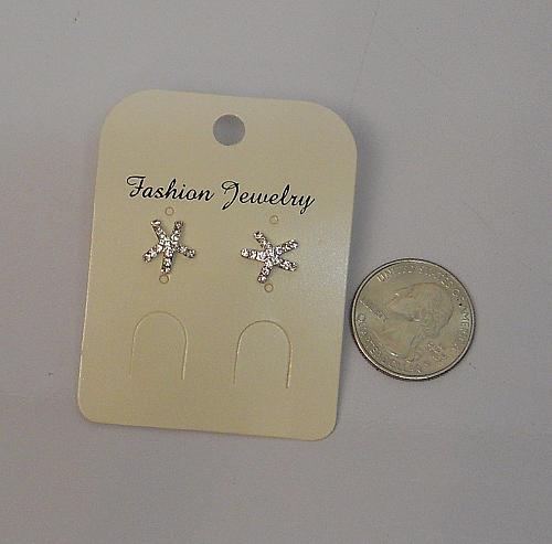 Starfish Earrings Women Rhinestones Stud Silver Tones Push Back Fasteners FASHI