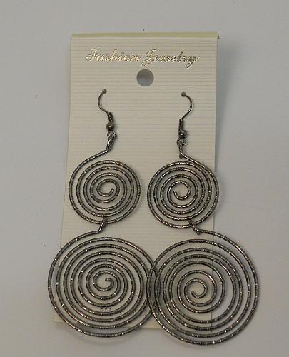 Women Coil Earrings Drop Dangle Silver Tones Hook Fasteners FASHION JEWELRY