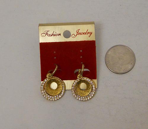 Women Earrings Gold Tones Rhinestones Leverback Fashion Drop Dangle FASHION JEWE