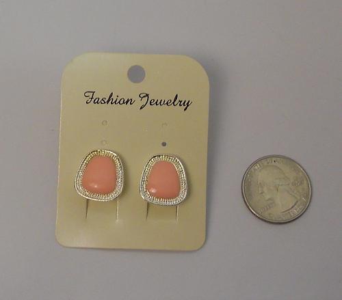 Women Pink Huggie Earrings Silver Tones Leverback Fasteners FASHION JEWELRY