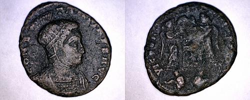 319-320AD Roman Imperial Constantine I AE Follis -2 Victories 2 Captives - Lyons