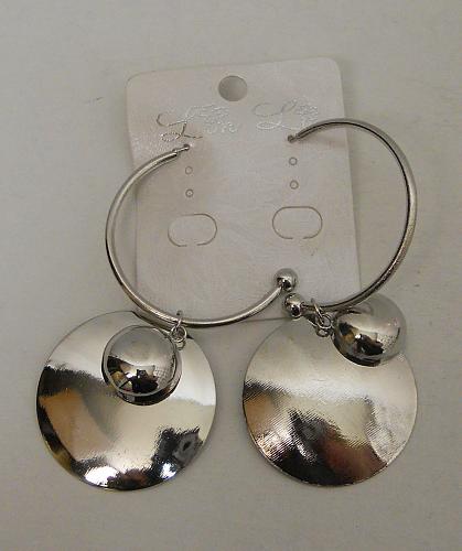 Women Earrings Silver Tones Half Hoop Circles Fashion Drop Dangle Push Backs LIN