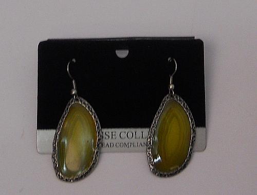 Women Cut Stone Earrings Drop Dangle Silver Tones Hook Fasteners FASHION NOBLESS