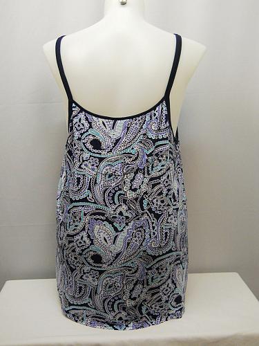 Women 2 Piece Boxer Pajama Set PLUS SIZE 2X Blue Paisley Sleeveless Top Shorts