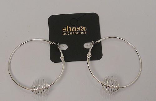 Women Fashion Hoop Earrings Springs Silver Tones Leverbacks SHASA ACCESSORIES
