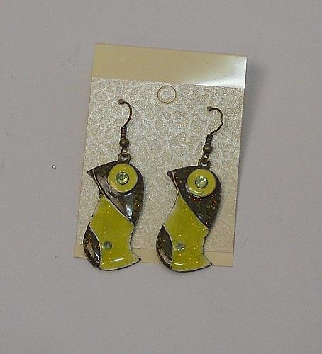 Earrings Women Yellow Bird Drop Dangle Rhinestones Gold Tones Hook Fasteners