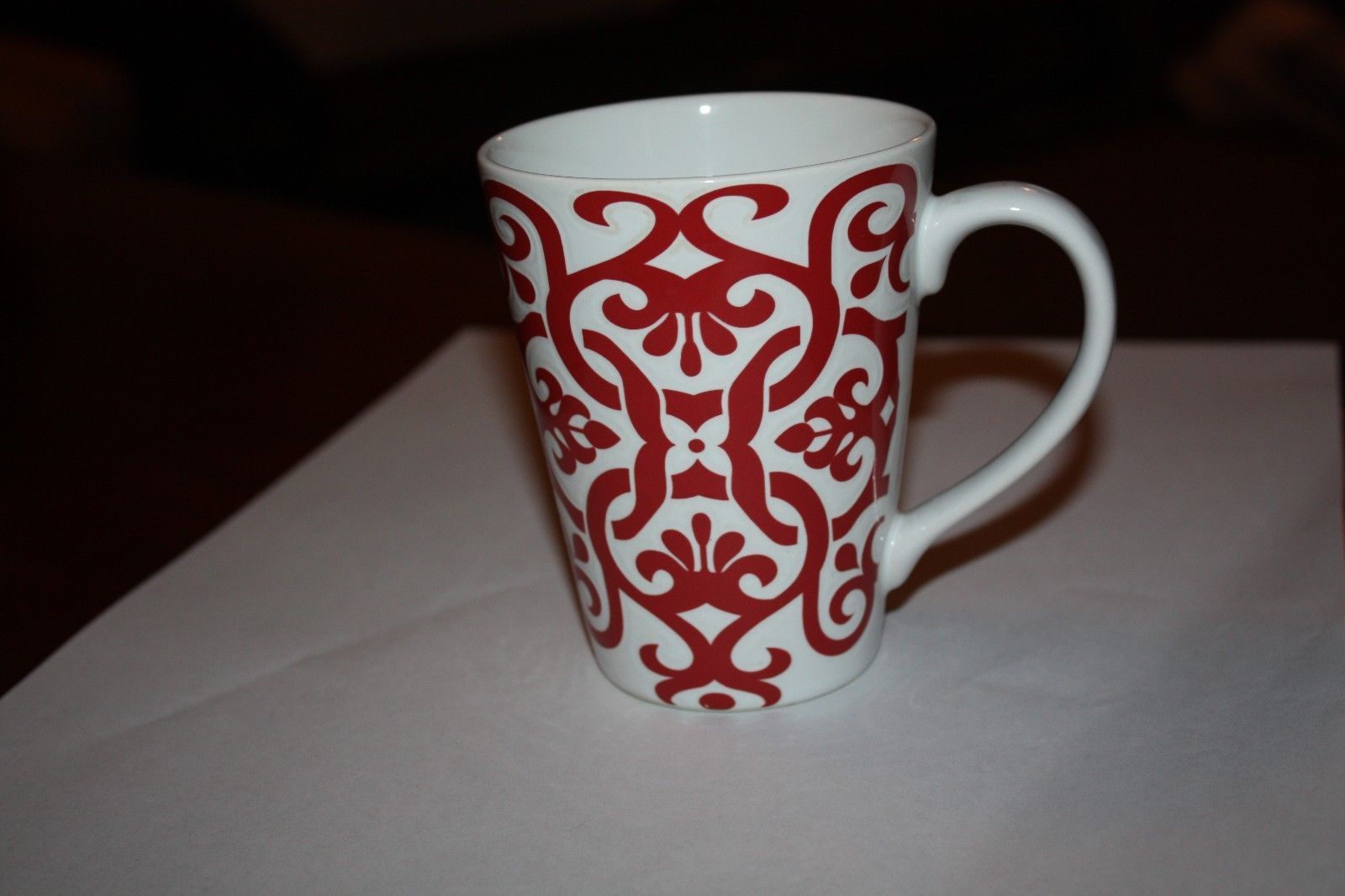 ROSCHER TUZANI Red & White Scroll Coffee Cup Mug For Sale - Item ... ROSCHER TUZANI Red & White Scroll Coffee Cup Mug For Sale - Item ...