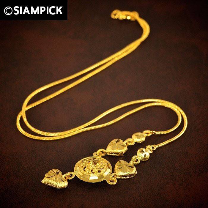 18" Dubai Pendant Necklace 22k 24k Thai Baht Yellow Gold