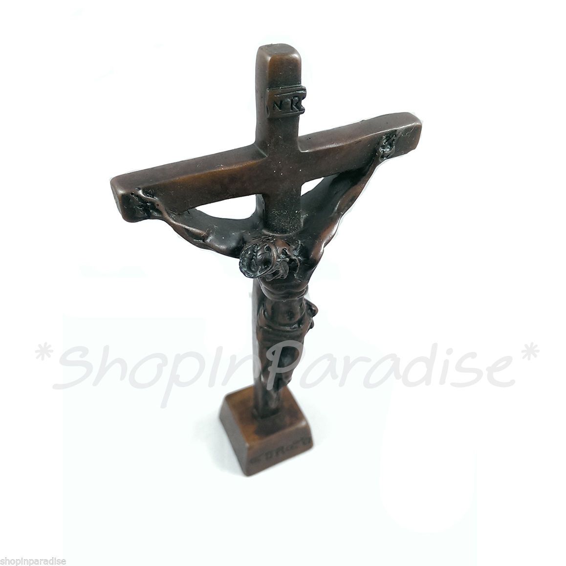 Jesus On Cross Crucifix Christ Resin Figurine Free Standing Religious Home Decor