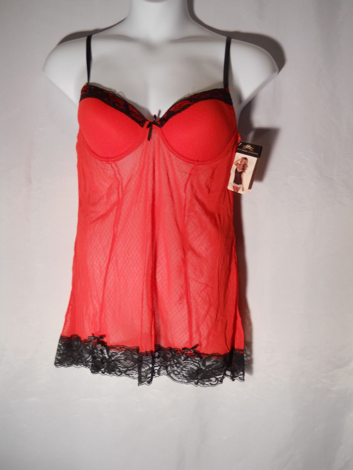 Plus Size S-2XL Black Red Sexy Lace Bustier Thong Lingerie Set