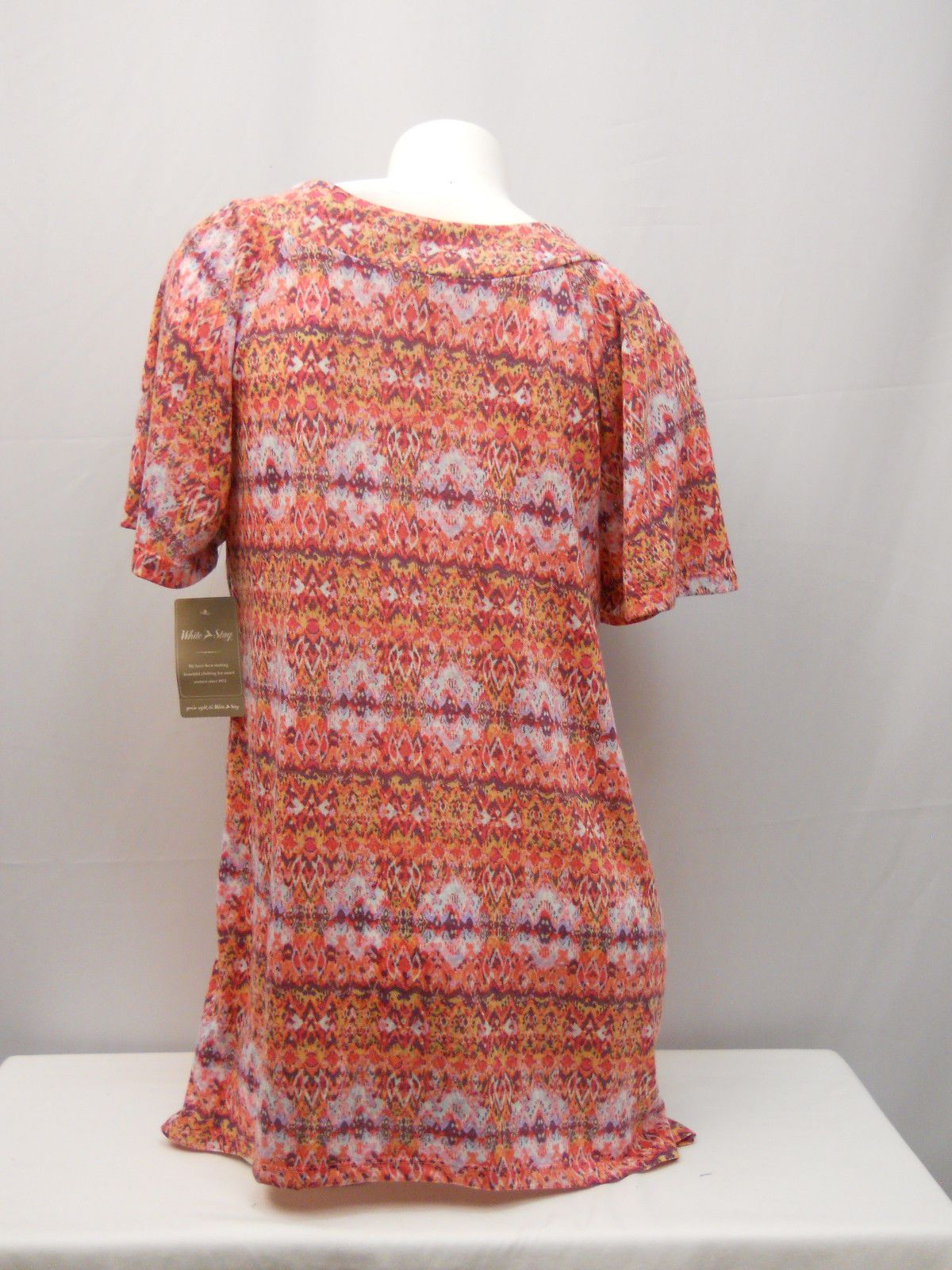 White Stag Women S Tunic Top Size L Print Macrame V Neck Sharkbite