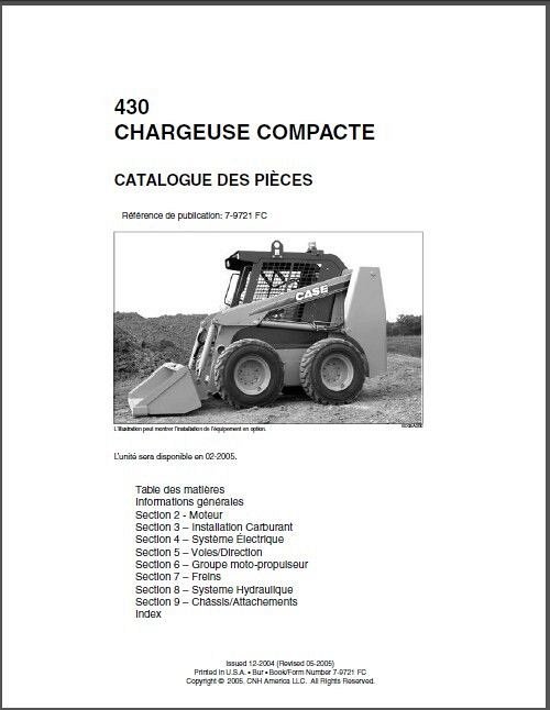 Case 430 Skid Steer Loader Parts Manual CD -- in English ...