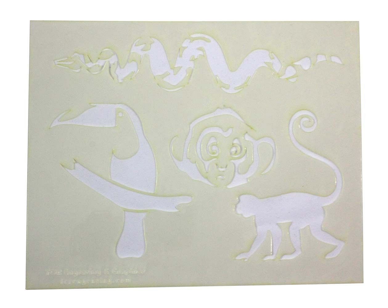 Jungle Animal Stencils- 2 Pc Set- 8 x 10 -14 mil Mylar Painting/Crafts ...