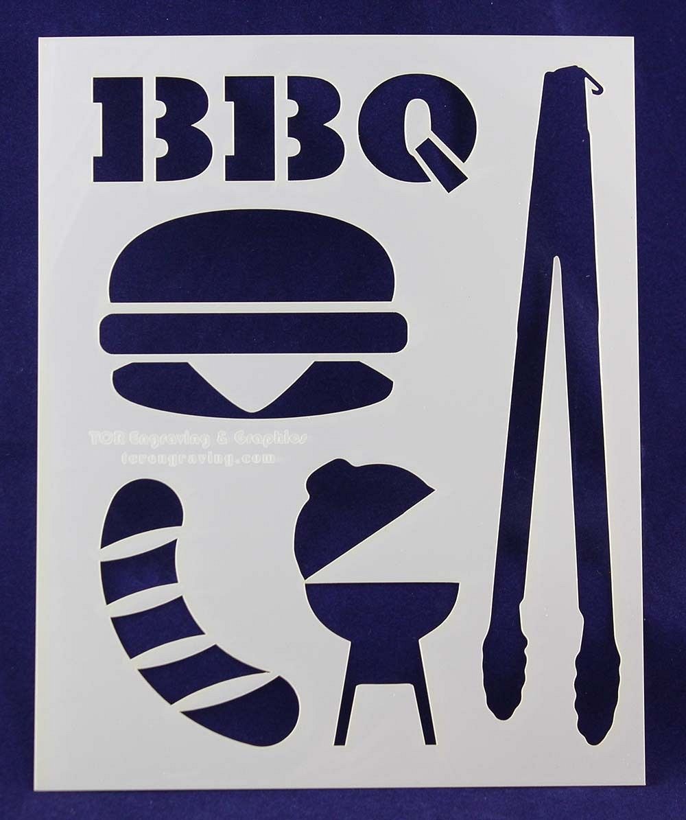 BBQ Stencils- 2 Pc Set- 8 x 10 -14 mil Mylar Painting/Crafts For Sale