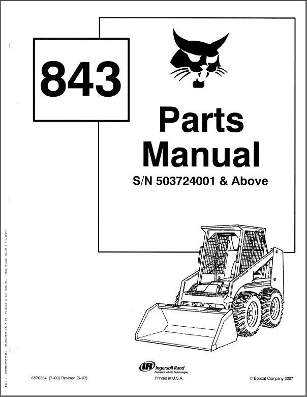 Bobcat 843 Skid Steer Loader Parts Manual On A Cd For Sale