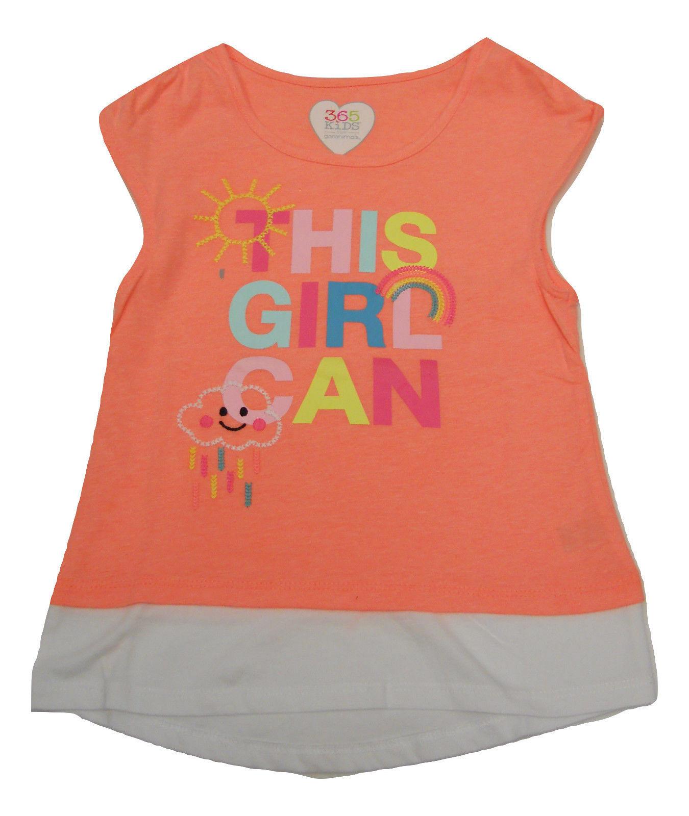 Girls T Shirt Embroidered Graphic Twofer Peach Size 6 Sleeveless